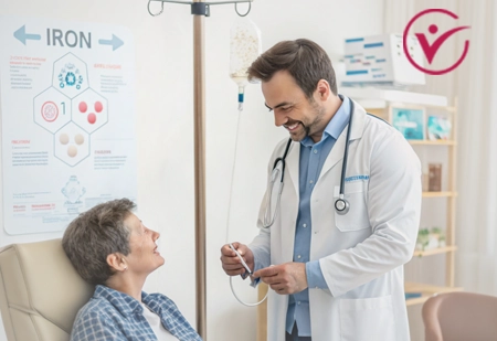 Врач делает капельницу железа пациенту